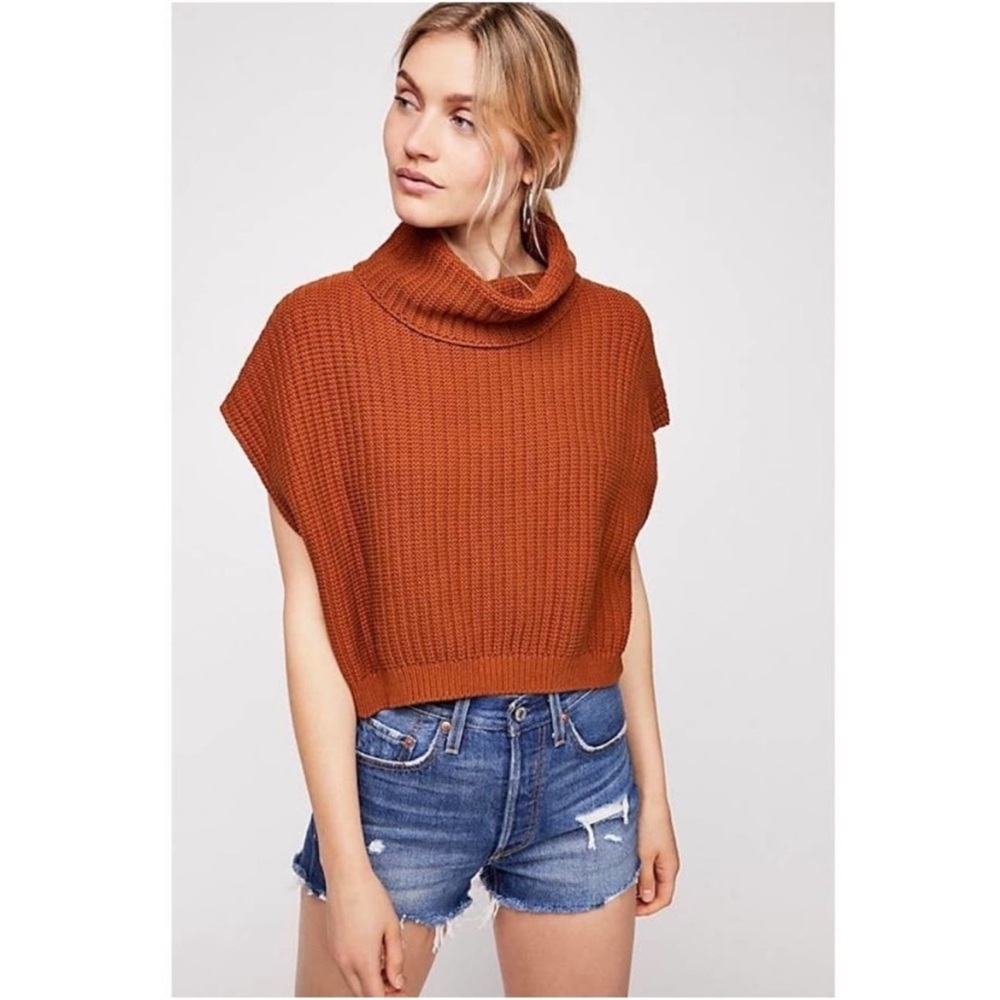Free People Keep It Simple Chunky Knit Sweater Vest Turtleneck Size Small